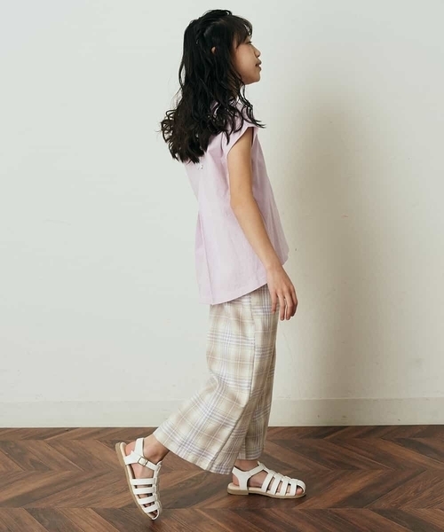 a.v.v（アーヴェヴェ）の「[140-150]サスペンダー付きワイドパンツ（その他パンツ・キッズ・ベージュ/ミント/ブルー・150/140）」の18枚目の写真