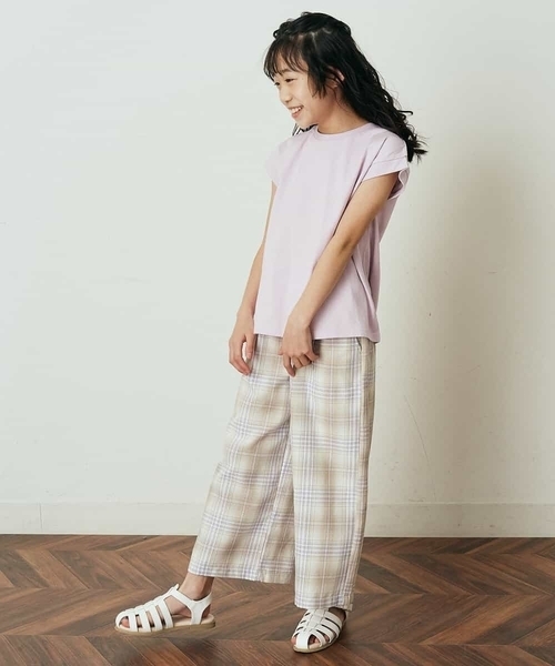 a.v.v（アーヴェヴェ）の「[140-150]サスペンダー付きワイドパンツ（その他パンツ・キッズ・ベージュ/ミント/ブルー・150/140）」の21枚目の写真