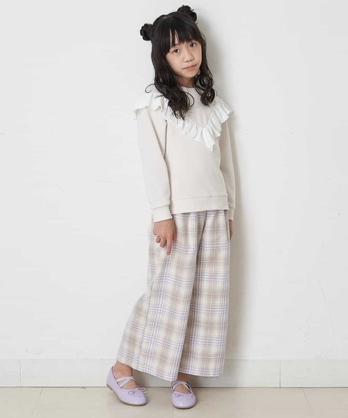 a.v.v（アーヴェヴェ）の「[140-150]サスペンダー付きワイドパンツ（その他パンツ・キッズ・ベージュ/ミント/ブルー・150/140）」の12枚目の写真