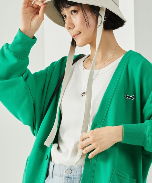 FREAK'S STORE(フリークスストア)の「TOWN CRAFT × FREAK'S STORE/タウンクラフト 別注 スウェットカーディガン 限定展開(カーディガン/ボレロ・レディース・ブラック/オフホワイト/グリーン・フリ-)」の4枚目の写真
