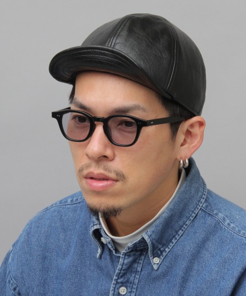 glabella（グラベラ）の「ヴィンテージレザー風 フェイクレザー ショートバイザー / ボールキャップ / アンパイアキャップ（キャップ・メンズ・ブラック・FREE）」の3枚目の写真