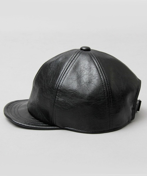 glabella（グラベラ）の「ヴィンテージレザー風 フェイクレザー ショートバイザー / ボールキャップ / アンパイアキャップ（キャップ・メンズ・ブラック・FREE）」の10枚目の写真