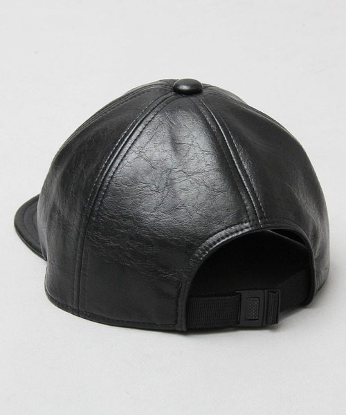 glabella（グラベラ）の「ヴィンテージレザー風 フェイクレザー ショートバイザー / ボールキャップ / アンパイアキャップ（キャップ・メンズ・ブラック・FREE）」の11枚目の写真