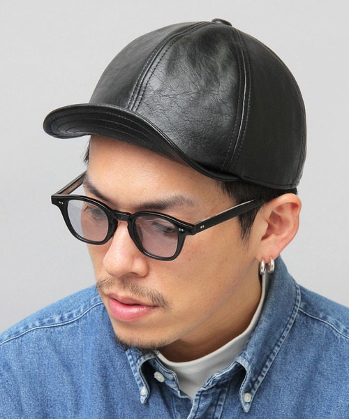 glabella（グラベラ）の「ヴィンテージレザー風 フェイクレザー ショートバイザー / ボールキャップ / アンパイアキャップ（キャップ・メンズ・ブラック・FREE）」の14枚目の写真