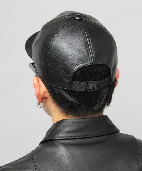 glabella（グラベラ）の「ヴィンテージレザー風 フェイクレザー ショートバイザー / ボールキャップ / アンパイアキャップ（キャップ・メンズ・ブラック・FREE）」の19枚目の写真