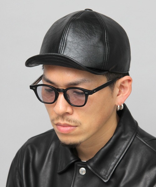 glabella（グラベラ）の「ヴィンテージレザー風 フェイクレザー ショートバイザー / ボールキャップ / アンパイアキャップ（キャップ・メンズ・ブラック・FREE）」の16枚目の写真