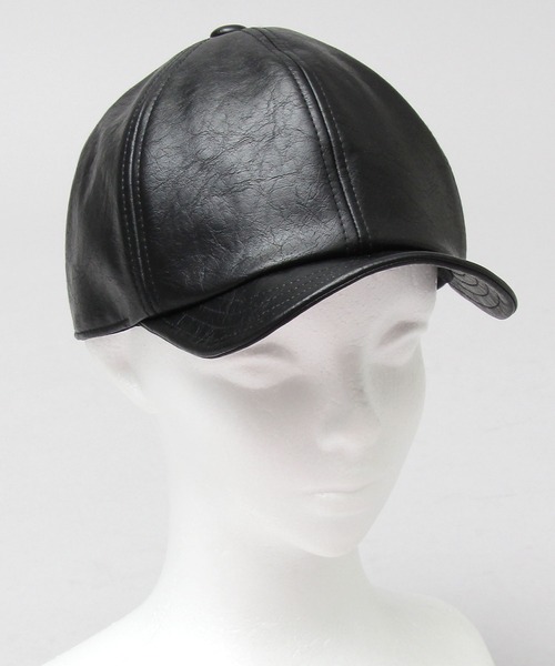 glabella（グラベラ）の「ヴィンテージレザー風 フェイクレザー ショートバイザー / ボールキャップ / アンパイアキャップ（キャップ・メンズ・ブラック・FREE）」の22枚目の写真