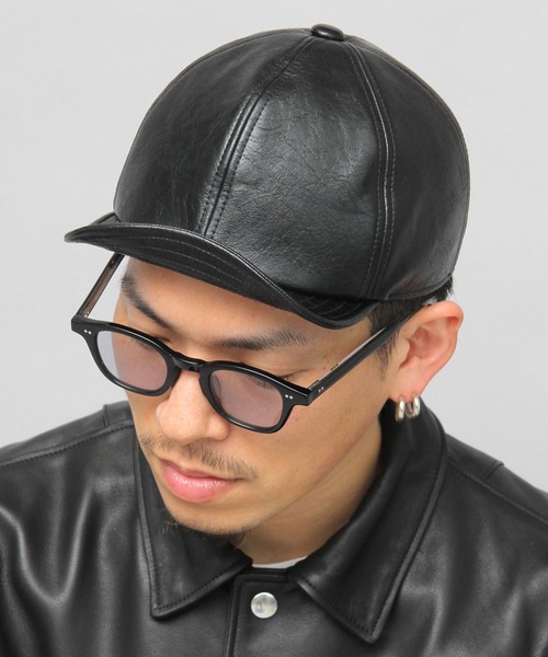 glabella（グラベラ）の「ヴィンテージレザー風 フェイクレザー ショートバイザー / ボールキャップ / アンパイアキャップ（キャップ・メンズ・ブラック・FREE）」の15枚目の写真