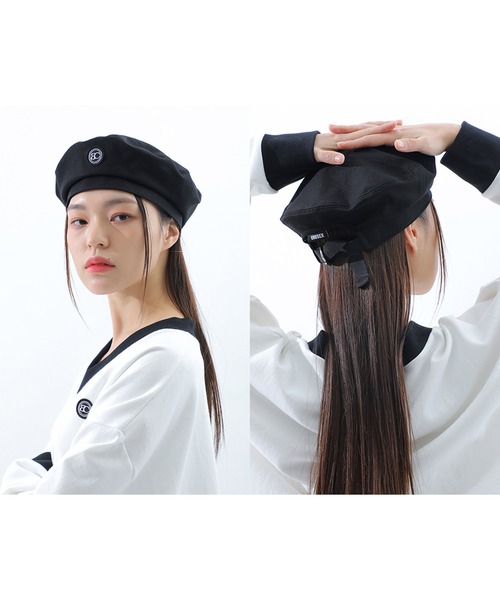 BASIC COTTON（ベーシックコットン）の「A'GEM/9 × .kom『BASIC COTTON/ベーシックコットン』ブランドロゴ ベレー帽（ハンチング/ベレー帽・メンズ・ブラック/A・FREE）」の5枚目の写真