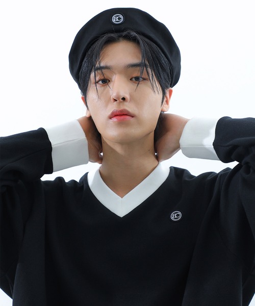 BASIC COTTON（ベーシックコットン）の「A'GEM/9 × .kom『BASIC COTTON/ベーシックコットン』ブランドロゴ ベレー帽（ハンチング/ベレー帽・メンズ・ブラック/A・FREE）」の7枚目の写真