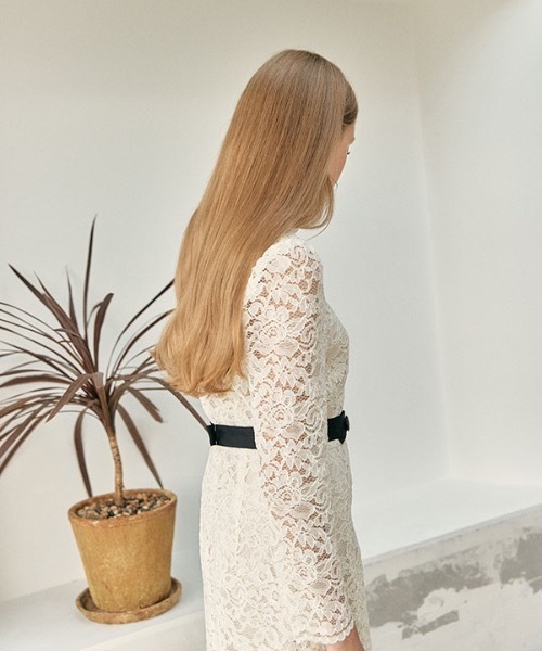 DEBB（デップ）の「【DEBB 】ベルトレースワンピース / Belt Lace Dress（ワンピース・レディース・ブラック/アイボリー・SMALL/MEDIUM）」の5枚目の写真