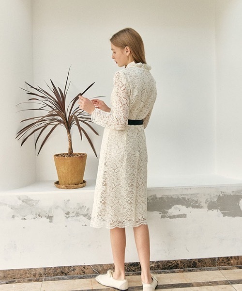 DEBB（デップ）の「【DEBB 】ベルトレースワンピース / Belt Lace Dress（ワンピース・レディース・ブラック/アイボリー・SMALL/MEDIUM）」の6枚目の写真