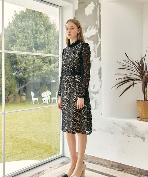 DEBB（デップ）の「【DEBB 】ベルトレースワンピース / Belt Lace Dress（ワンピース・レディース・ブラック/アイボリー・SMALL/MEDIUM）」の8枚目の写真