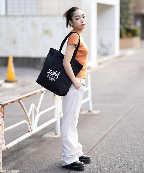 X-girl（エックスガール）の「MILLS LOGO TOTE BAG（トートバッグ