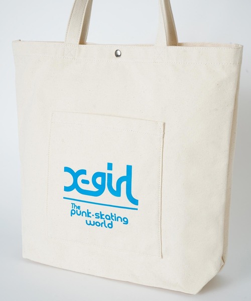 X-girl（エックスガール）の「MILLS LOGO TOTE BAG（トートバッグ・レディース・ホワイト/ブラック/ライトパープル・ONE SIZE）」の13枚目の写真