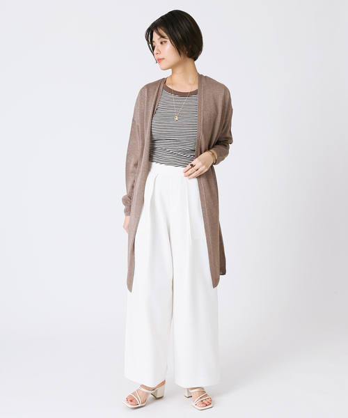 B.C STOCK（ベーセーストック）の「【Miller／ミラー】 パネルリブ ハーフスリーブT（Tシャツ/カットソー・レディース・ブラウン/ブルー/グリーン・FREE）」の5枚目の写真