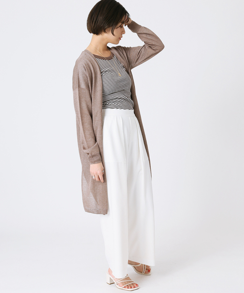 B.C STOCK（ベーセーストック）の「【Miller／ミラー】 パネルリブ ハーフスリーブT（Tシャツ/カットソー・レディース・ブラウン/ブルー/グリーン・FREE）」の6枚目の写真