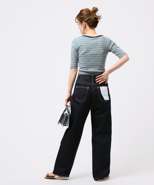 B.C STOCK（ベーセーストック）の「【Miller／ミラー】 パネルリブ ハーフスリーブT（Tシャツ/カットソー・レディース・ブラウン/ブルー/グリーン・FREE）」の13枚目の写真