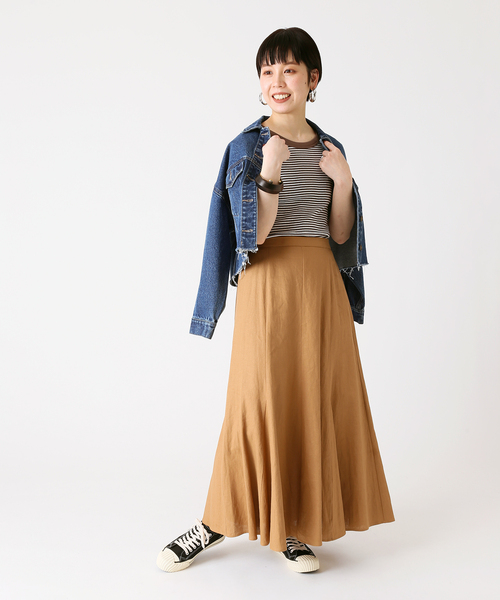 B.C STOCK（ベーセーストック）の「【Miller／ミラー】 パネルリブ ハーフスリーブT（Tシャツ/カットソー・レディース・ブラウン/ブルー/グリーン・FREE）」の16枚目の写真