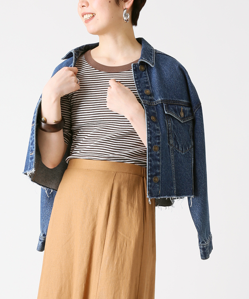 B.C STOCK（ベーセーストック）の「【Miller／ミラー】 パネルリブ ハーフスリーブT（Tシャツ/カットソー・レディース・ブラウン/ブルー/グリーン・FREE）」の17枚目の写真