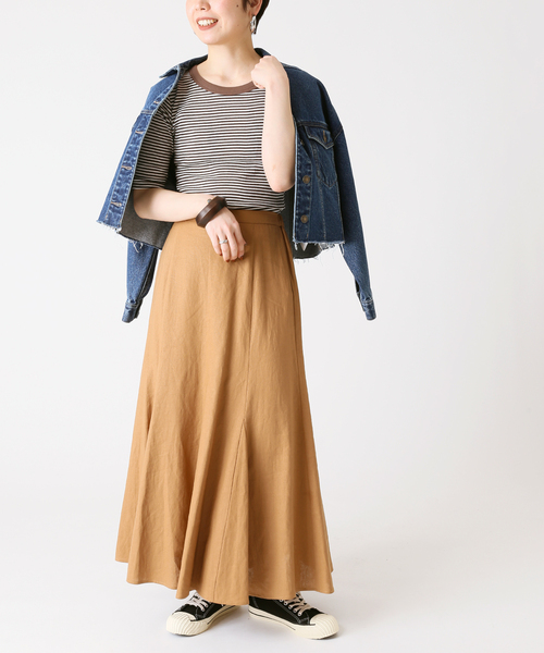 B.C STOCK（ベーセーストック）の「【Miller／ミラー】 パネルリブ ハーフスリーブT（Tシャツ/カットソー・レディース・ブラウン/ブルー/グリーン・FREE）」の18枚目の写真