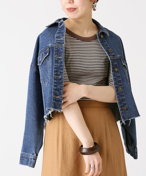 B.C STOCK（ベーセーストック）の「【Miller／ミラー】 パネルリブ ハーフスリーブT（Tシャツ/カットソー・レディース・ブラウン/ブルー/グリーン・FREE）」の20枚目の写真