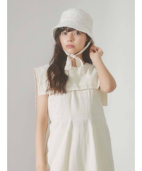 merry jenny（メリージェニー）の「シャギーリボンバケットHAT（ハット・レディース・ブラック/アイボリー・FREE）」の8枚目の写真