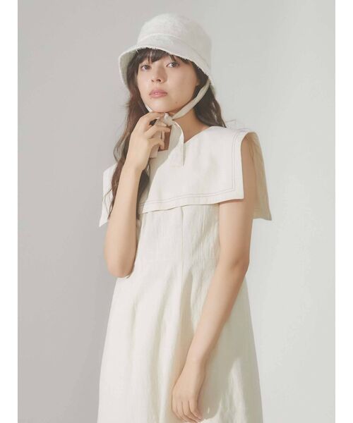 merry jenny（メリージェニー）の「シャギーリボンバケットHAT（ハット・レディース・ブラック/アイボリー・FREE）」の4枚目の写真