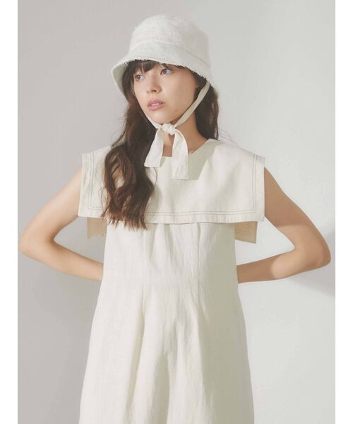 merry jenny（メリージェニー）の「シャギーリボンバケットHAT（ハット・レディース・ブラック/アイボリー・FREE）」の3枚目の写真