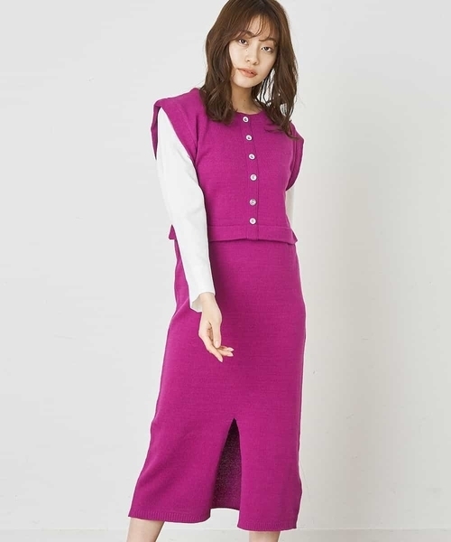 A de a.v.v（アードアー・ヴェ・ヴェ）の「ドッキングレイヤード風ワンピ―ス（ワンピース・レディース・グリーン/パープル/ブラック・39）」の12枚目の写真