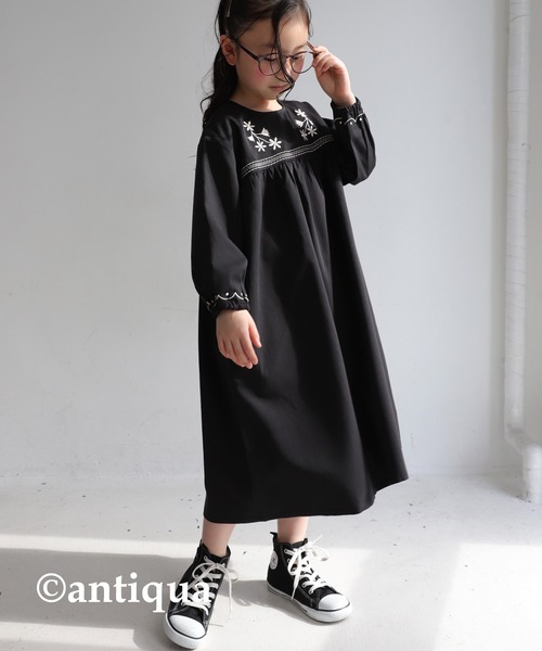 antiqua(アンティカ)の「Aライン刺繍ワンピース(ワンピース・キッズ・ブラック/ネイビー・3/4/5/6)」の8枚目の写真