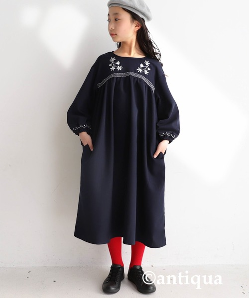 antiqua(アンティカ)の「Aライン刺繍ワンピース(ワンピース・キッズ・ブラック/ネイビー・3/4/5/6)」の16枚目の写真