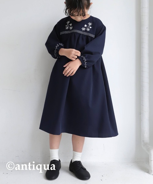 antiqua(アンティカ)の「Aライン刺繍ワンピース(ワンピース・キッズ・ブラック/ネイビー・3/4/5/6)」の15枚目の写真