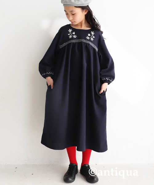 antiqua(アンティカ)の「Aライン刺繍ワンピース(ワンピース・キッズ・ブラック/ネイビー・3/4/5/6)」の18枚目の写真