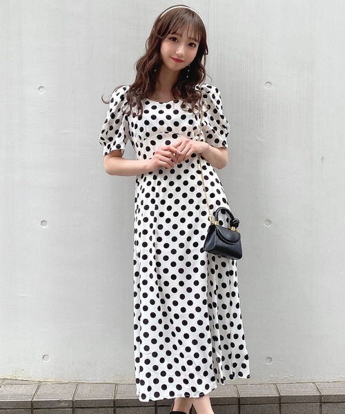 titty＆Co. PETIT（ティティアンドコープティ）の「【titty&Co.PETIT】バックリボンドットミディワンピース（ワンピース・レディース・ホワイト・FREE）」の12枚目の写真