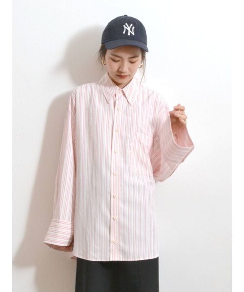 Ungrid（アングリッド）の「スリーブデザインストライプシャツ（シャツ/ブラウス・レディース・ピンク/イエロー/グリーン/ブルー・FREE）」の6枚目の写真
