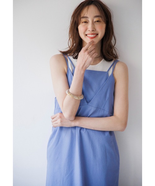 Emma Taylor（エマテイラー）の「リネンレイヤードキャミワンピース（ワンピース・レディース・ブラック/ベージュ/ブルー・FREE）」の18枚目の写真