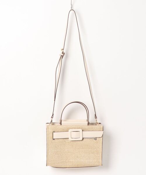 SALON de RUBAN（サロンドルヴァン）の「【SALON de RUBAN / サロン ド ルヴァン】 スクエア2wayハンドバッグ（ハンドバッグ・レディース・ベージュ/アイボリー/ダークグレー・FREE）」の2枚目の写真