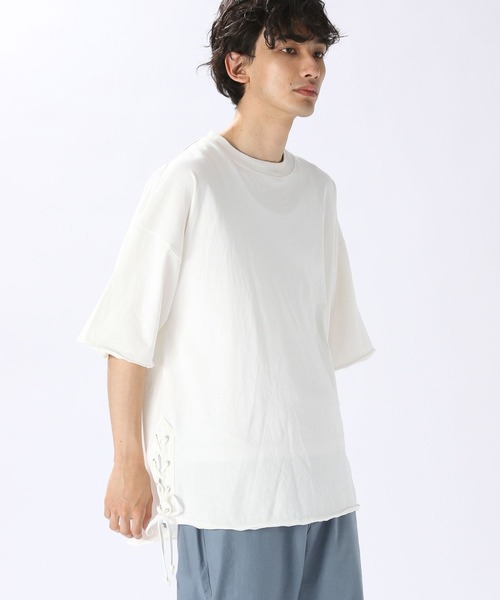 niko and...（ニコアンド）の「脇レースアップビッグTシャツ（Tシャツ/カットソー・メンズ・グリーン/チャコール/イエロー×ブラック/オフホワイト・MEDIUM/LARGE）」の20枚目の写真