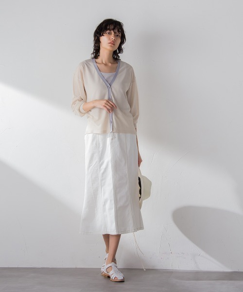 socolla（ソコラ）の「【socolla】ライトオンスデニムマーメイドスカート≪洗濯機で洗える≫（スカート・レディース・オフホワイト/ネイビー/ブルー・S/M）」の17枚目の写真