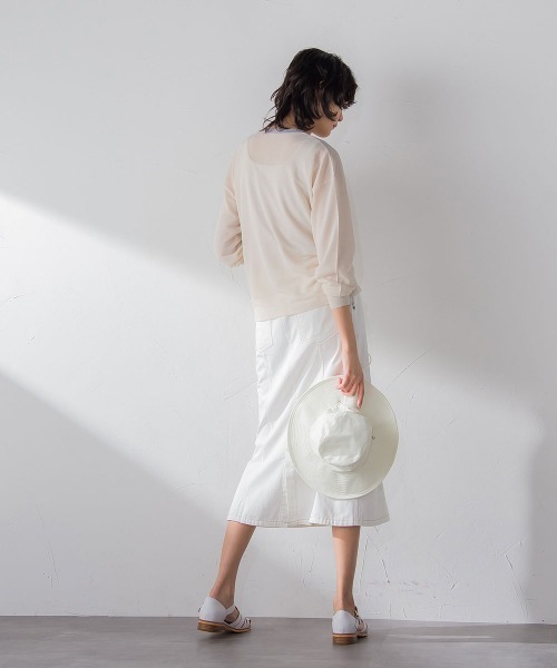 socolla（ソコラ）の「【socolla】ライトオンスデニムマーメイドスカート≪洗濯機で洗える≫（スカート・レディース・オフホワイト/ネイビー/ブルー・S/M）」の8枚目の写真