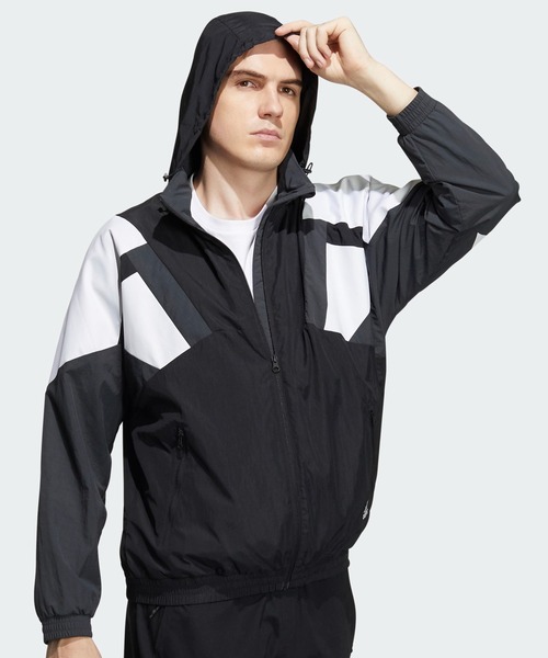 adidas(アディダス)の「ショータイム ブランド ウーブンジャケット / アディダス(メンズ)(ナイロンジャケット・メンズ・ブラック×ホワイト/ダークブルー・XX-LARGE/XXX-LARGE/SMALL/MEDIUM/LARGE/X-LARGE/X-SMALL)」の9枚目の写真