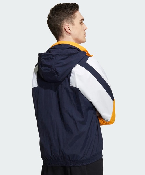 adidas(アディダス)の「ショータイム ブランド ウーブンジャケット / アディダス(メンズ)(ナイロンジャケット・メンズ・ブラック×ホワイト/ダークブルー・XX-LARGE/XXX-LARGE/SMALL/MEDIUM/LARGE/X-LARGE/X-SMALL)」の11枚目の写真