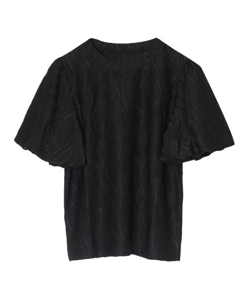 Re:EDIT（リエディ）の「[辻元舞さん着用]リーフ柄ボリュームスリーブシアージャガードブラウス（Tシャツ/カットソー・レディース・ホワイト/ブラック・LARGE/MEDIUM）」の17枚目の写真