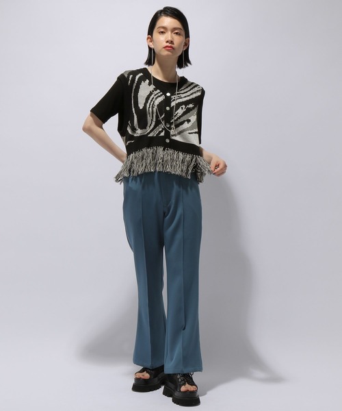 HARE（ハレ）の「2WAYフリンジガラニットベスト(HARE)（ベスト・レディース・ホワイト/ブラック・FREE）」の6枚目の写真