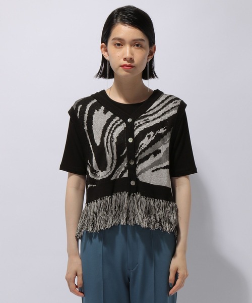 HARE（ハレ）の「2WAYフリンジガラニットベスト(HARE)（ベスト・レディース・ホワイト/ブラック・FREE）」の14枚目の写真