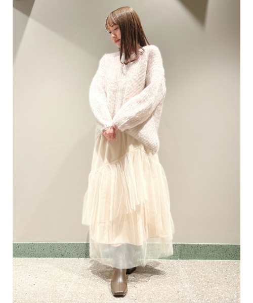 SNIDEL（スナイデル）の「Sustainableウエストニットチュールスカート  