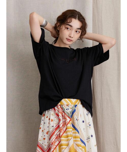 AMERICAN HOLIC(アメリカンホリック)の「半袖フロッキーロゴカットプルオーバー(Tシャツ/カットソー・レディース・ブラック/オフホワイト・M/L)」の8枚目の写真
