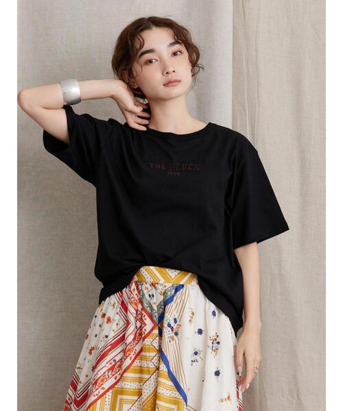 AMERICAN HOLIC(アメリカンホリック)の「半袖フロッキーロゴカットプルオーバー(Tシャツ/カットソー・レディース・ブラック/オフホワイト・M/L)」の11枚目の写真