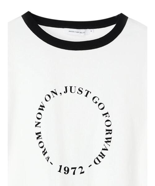 AMERICAN HOLIC(アメリカンホリック)の「半袖フロッキーロゴカットプルオーバー(Tシャツ/カットソー・レディース・ブラック/オフホワイト・M/L)」の15枚目の写真